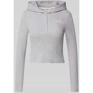 Slim fit shirt met lange mouwen, capuchon en labelstitching