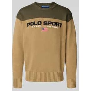 Gebreide pullover met labelstitching en ronde hals