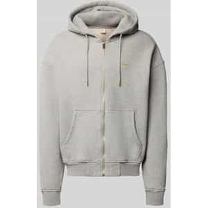 Sweatjack met labelstitching en kangoeroezak