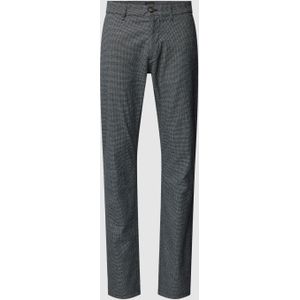 Slim fit chino met pied-de-poule-motief