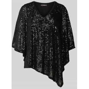 Blouseshirt met pailletten en V-hals