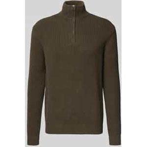 Gebreide pulllover met opstaande kraag en ritssluiting