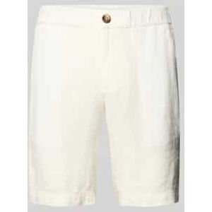 Regular fit korte linnen broek met steekzakken