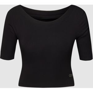 Kort T-shirt met labelapplicatie, model 'BACK BOW'