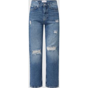 Straight fit high rise jeans met stretch
