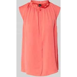 Blousetop met opstaande kraag en kapmouwen