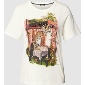 T-shirt met motiefprint en siersteentjes