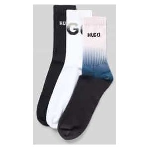 Sokken met labelopschrift in een set van 3 paar, model 'RIB RISING'