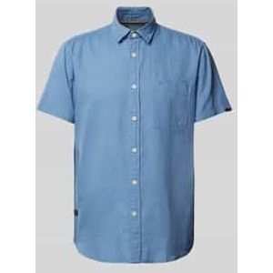 Regular fit vrijetijdsoverhemd van een mix van linnen en katoen met borstzak