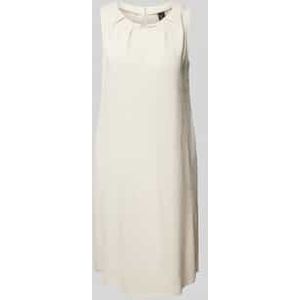 Knielange linnen jurk met labelapplicatie