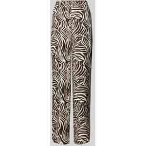 Relaxed fit stoffen broek van pure viscose met all-over dierenprint