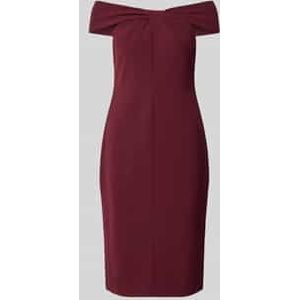 Knielange cocktailjurk met knoopdetail, model 'TAKOTA'