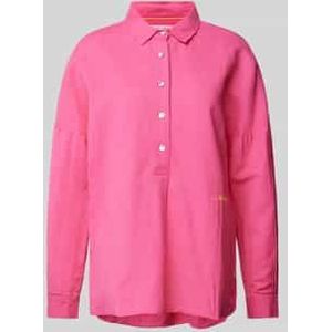 Linnen blouse met labelstitching