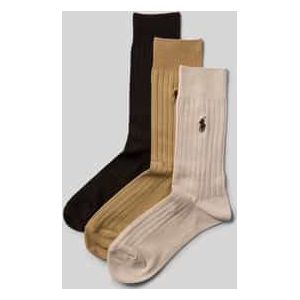 POLO RALPH LAUREN - Set van 3 Paar Geribde Kousen - Beige - Katoen