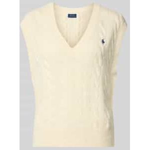 Ralph Lauren - Katoenen Kabel Gebreid Gilet - Wit - V-hals