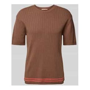 T-shirt - Gestructureerd Gebreid - Zwart - Katoen/Nylon