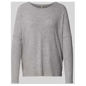 Sweatshirt met geribde ronde hals, model 'Biara'