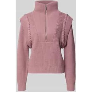 Gebreide pullover met opstaande kraag en ritssluiting, model 'YARI'