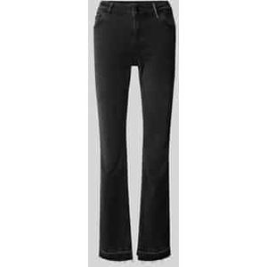 Slim fit jeans met open zoom, model 'Ashley'