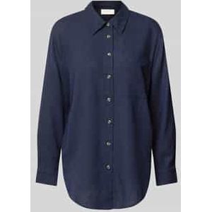 Relaxed fit linnen blouse met borstzak, model 'Lava'