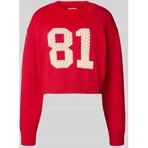 Korte gebreide pullover met ronde hals