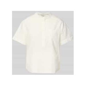 Blouse - Silky White - 100% Katoen - Staande Kraag - Korte Mouwen