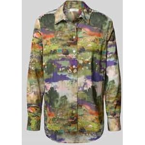 Regular fit overhemdblouse van puur katoen met afgeronde zoom