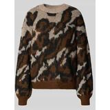 Vila - Viloma O-neck Jacquard Knit Top - Melange/pinecone - Dames