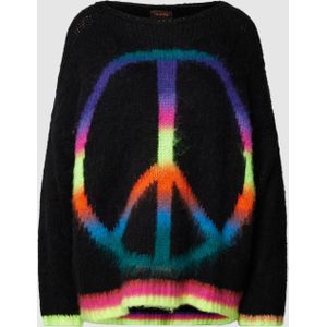 Gebreide pullover met motiefprints, model 'RAINBOW PEACE'