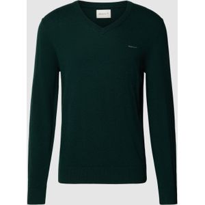 Gebreide pullover van lamswolmix met V-hals