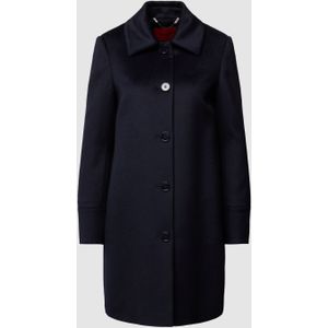 Lange jas van wol met platte kraag, model 'JET'