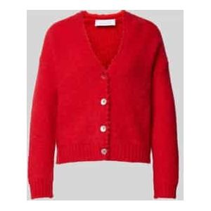 Rich & Royal - Gebreid Vest - Rood - V-hals - Lange Mouw