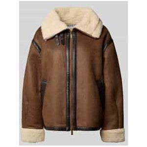 Relaxed fit jack met tweewegsritssluiting en imitatiebont