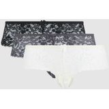 LASCANA - String - Crème - Grijs - Zwart - 3 Pack - Mid Waist