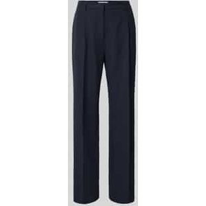 Straight leg stoffen broek met bandplooien, model 'RAMONA'