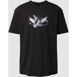 T-shirt met motiefprint, model 'VIVE LE LIBERTÉ'