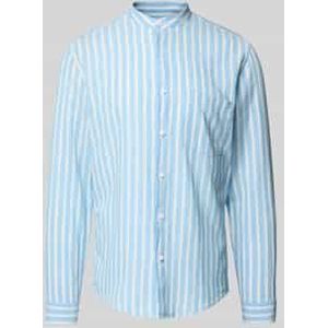 Slim fit vrijetijdsoverhemd met borstzak van een mix van linnen en katoen