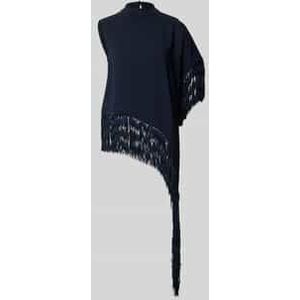 Loose fit poncho met lange franjes, model 'BADIVA'