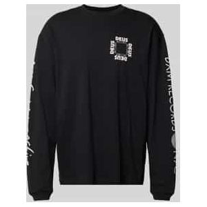 Shirt met lange mouwen en labelprint, model 'DEFACTO'