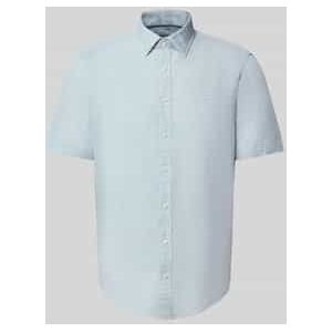 Slim fit linnen overhemd met knoopsluiting