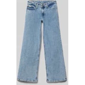 Wide leg jeans met labeldetail