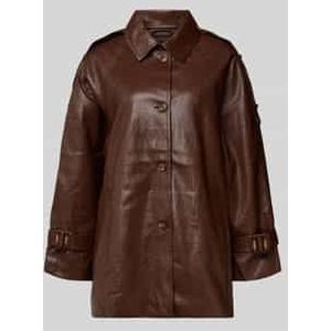 Jack in leerlook met mouwtrensjes, model 'Dinorah'