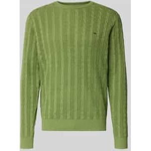 Gebreide pullover met kabelpatroon en labelstitching