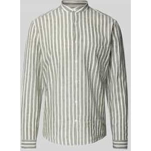 Slim fit vrijetijdsoverhemd met borstzak van een mix van linnen en katoen