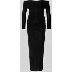 Slim fit midi-jurk met off shoulder-design