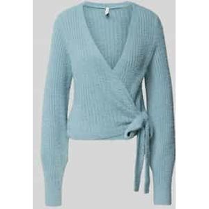 Regular fit gebreid jack met ribmotief, model 'AMANDA'