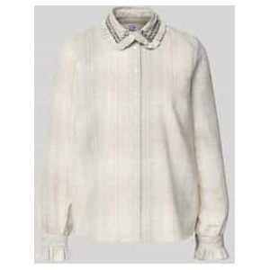 Regular fit overhemdblouse met platte kraag en siersteentjes