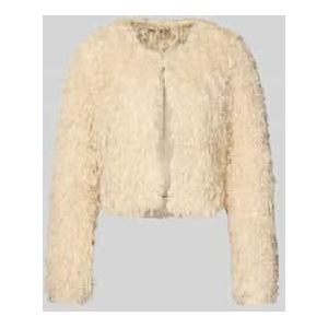 Bolero met regelmatige pasvorm met veren en ronde hals