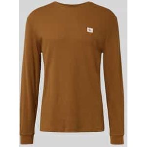 Slim fit shirt met lange mouwen en logopatch, model 'Waffle'