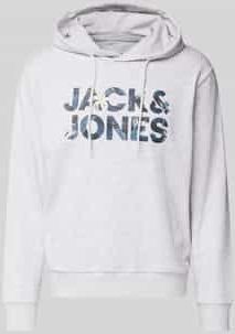 Hoodie met labelprint, model 'BRYAN'